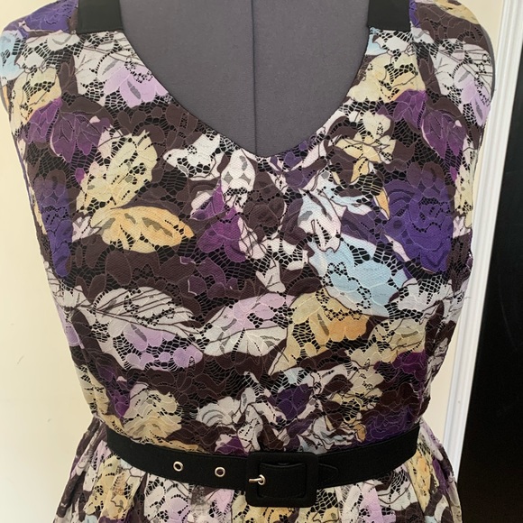 Lace Overlay Fit & Flare Dress - Picture 2 of 8